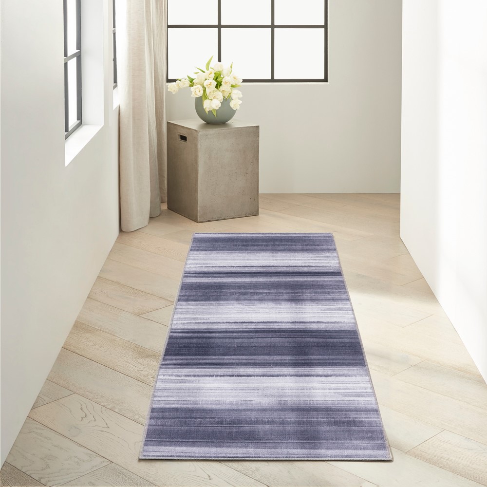 Calvin Klein LDR01 CK031 Launder Washable Runner Rugs in Grey Blue